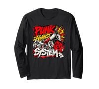 Punk Contro Il Sistema - Protesta Ribelle del Punk Rock Maglia a Manica