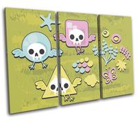Punk Cute Cartoon For Kids Room TREBLE TELA parete arte foto stampa