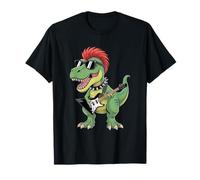 Punk Dinosaur Rock And Roll Guitar for Kids Goth Dino Maglietta