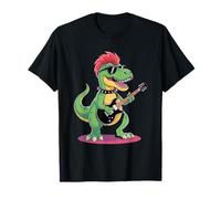 Punk Dinosaur Rock And Roll Guitar for Kids Goth Dino Maglietta