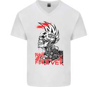 Punk Forever Rocker Skull Music Festival Uomo V-Neck Cotone T-Shirt