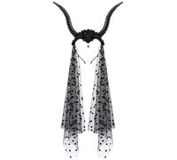 Punk Goat Horned Hairhoop Con Tulle Per Cosplay Party Indossare Halloween Costume Bandband Day Of The Death Flower Head Head Abcho Goth Party Headband