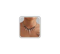 Punk Goth Mini Perle Di Seme Nero Sottile Collana Argento Minuscolo Nieten Ciondolo Catena Collana Semplice Piccolo Lungo Picchi Carino Dainty Paperclip Choker Minimalista Delicato Per Le Donne