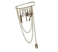 Punk Gotik Ravens Skull Tassels Spilla Pin Suit Spille Collare Pin Nappe Catene Risvolto Accessori Regalo Gioielli Punk Risvolto, Misura unica, come descritto