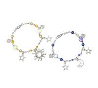 Punk Hollow Out Star Moon Charm perline catena regolabile struttura della lega per il punk quotidiano, Misura unica, come descritto