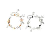 Punk Hollow Out Star Moon Charm perline catena regolabile struttura della lega per il punk quotidiano, Misura unica, come descritto