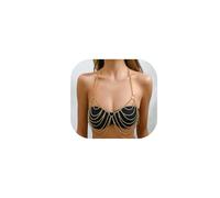 Punk Link Chain Bra Gioielli Bikini Metallo Nappa Petto Catena Del Corpo Estate Spiaggia Multi Strati Catena Del Corpo Festival Rave Vita Body Jewelry per le Donne, Medio, Lega, Nessuna pietra