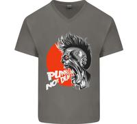 Punk Not Dead Musica Rock Teschio Uomo Scollo A V Cotone T-Shirt