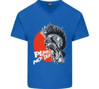 Punk Not Dead Musica Rock Teschio Uomo Scollo A V Cotone T-Shirt