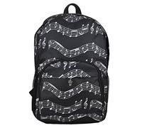 Punk Oxford zaino a tema note musicali per ragazzi, ideale per la scuola, Musical notes patterns black
