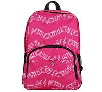 Punk Oxford zaino a tema note musicali per ragazzi, ideale per la scuola, Musical notes patterns pink