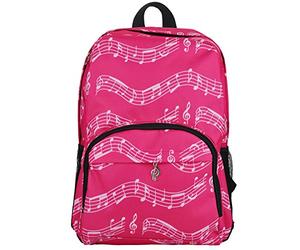 Punk Oxford zaino a tema note musicali per ragazzi, ideale per la scuola, Musical notes patterns pink