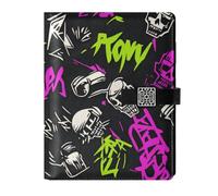 Punk Peach Black Skulls Rock, quaderni foderati in pelle college portatile soggetto universitario a righe per lavoro 6.7x9.2