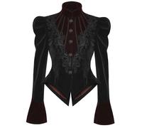 Punk Rave Donna Gotico Giacca Nero Rosso Velvet Steampunk Vtg Vittoriano Vampiro