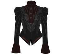 Punk Rave Donna Gotico Giacca Nero Rosso Velvet Steampunk Vtg Vittoriano Vampiro