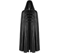 Punk Rave Giacca Cappuccio Gotica Vampiro Lunga Nera In Pelle Sintetica