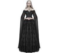 Punk Rave Gotico Abito da Sposa Lungo Pizzo Nero Strega Steampunk Vittoriano Da