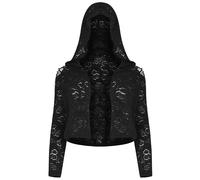 Punk Rave Plus Size Donne Gotico Steampunk Cardigan Con Cappuccio In Pizzo Nero
