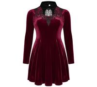 Punk Rave Taglie Forti Donna Gotico Strega Sera Mini Abito Rosso Velvet Nero Coi