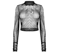 Punk Rave Top In Rete Stampato Serpentino Cyberpunk Da Donna - Nero E Bianco