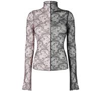 Punk Rave Top In Rete Trasparente Con Spacco Goth Per Donne - Nero E Rosa