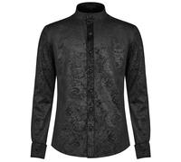 Punk Rave Uomo Gotico Camicia Top Velluto Nero Paisley Vittoriano