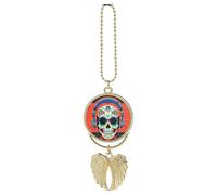 Punk Rock Auricolari Cranio Auto Appeso Ornamento Specchietto Retrovisore Pendente Regali Fortunati Ornamento Appeso Divertente Ciondolo Auto per Ufficio Auto Decorazione Domestica Stile Dorato