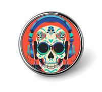 Punk Rock Auricolari Cranio Distintivo Rotondo Carino Smalto Spilla Spilla Spilla Personalizzata Abbigliamento Decorazione Unisex Badge Holder Cappelli Borse Camicie Decor
