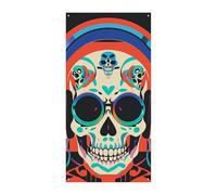 Punk Rock Auricolari Skull Door Cover Banner 90x180cm Festone Festone Stagionale Cartello di Benvenuto Decorazione Verticale Porta Appeso Per Portico Ingresso Giardino Decor