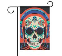 Punk Rock Auricolari Teschio Estate Giardino Bandiera Double Face 30,5 x 45,7 cm Bandiere da Giardino Primavera Sunshine Bandiere Giardino Stagionale Benvenuto Outdoor