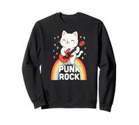 Punk Rock Cat, Rock And Roll Chitarra Musica Rock Band Felpa