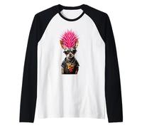 Punk rock chihuahua rosa mohawk amante della musica animale domestico cane papà mamma Maglia con Maniche Raglan