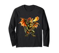 Punk Rock Dragon Epic Guitar Band Rock'N Roll Amante della Musica Maglia a Manica