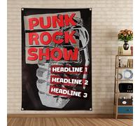 Punk Rock Show Poster da parete e stampe su tela arazzo Rock star tema banner rivetto metallo bandiera garage band decorazione festa di compleanno sfondo musica metallo arredamento casa 5,98 x 147 cm