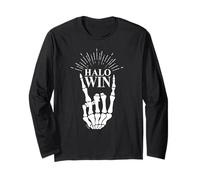 Punk Rock Skeleton Hand Horn Halo Spaventoso Halloween Maglia a Manica