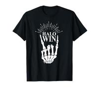 Punk Rock Skeleton Hand Horn Halo Spaventoso Halloween Maglietta