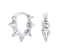 Punk Rocker Goth Biker Gioielli 5 Punte Di Freccia Huggie Mini Orecchini A Cerchio Per Uomini Donne Adolescenti .925 Sterling Silver