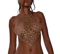 Punk Rocker & Set di catene per il corpo regolabili, Rave Party Beachwear, gioielli alla moda accessori per donne e ragazze con catena sul petto e top, Piccolo, come descritto, come descritto