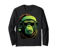 Punk Scimpanzé con Occhiali da Sole Cappello di Babbo Natale Rocker Maglia a Manica