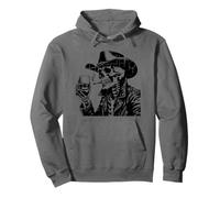 Punk Skeleton Cowboy Western Gothic Dark Estetica Wild West Felpa con Cappuccio
