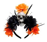 Punk Skull Hairband con fiore simulazione copricapo Halloween per danza evento di ruolo e fotografia punk fornitura antiscivolo gotico festival accessorio