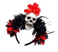 Punk Skull Hairband con fiore simulazione copricapo Halloween per danza evento di ruolo e fotografia punk fornitura antiscivolo gotico festival accessorio