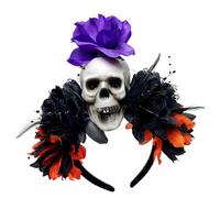 Punk Skull Hairband con fiore simulazione copricapo Halloween per danza evento di ruolo e fotografia punk fornitura antiscivolo gotico festival accessorio