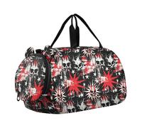 Punk Style Skull Stars Rosso Nero Bambini Carino Borsa da Palestra con Scompartimento Scarpe Multifunzionale Pernottamento Borsa per Spiaggia Nuoto Borse Piscina Sport bolsa de viaje para mujer