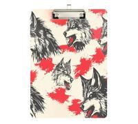 Punk Style Wolves rosso infermieristica appunti foro standard per i compiti pediatrici Dimensioni 9 x 12.5 Tabla para escribir con clip argento tenuta