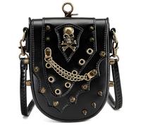 Punk Styles Borsa a tracolla nera per ragazze piccola borsa a tracolla in pelle borsa per telefono borsa in vita per viaggi e shopping casual shopping