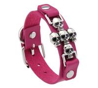 Punk Styles Crossed Skull Bracciale per uomini e donne PU gioielli in pelle con fascino gotico design per gli amanti della moda Edgy, As show