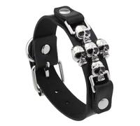 Punk Styles Crossed Skull Bracciale per uomini e donne PU gioielli in pelle con fascino gotico design per gli amanti della moda Edgy, As show