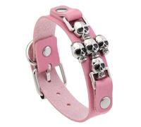 Punk Styles Crossed Skull Bracciale per uomini e donne PU gioielli in pelle con fascino gotico design per gli amanti della moda Edgy, As show