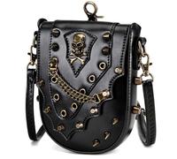 Punk Styles Nero Crossbody Bag Per Le Ragazze Piccola Borsa A Tracolla In Pelle Borsa Del Telefono Della Vita Borsa Per Viaggi E Shopping Moda Retrò